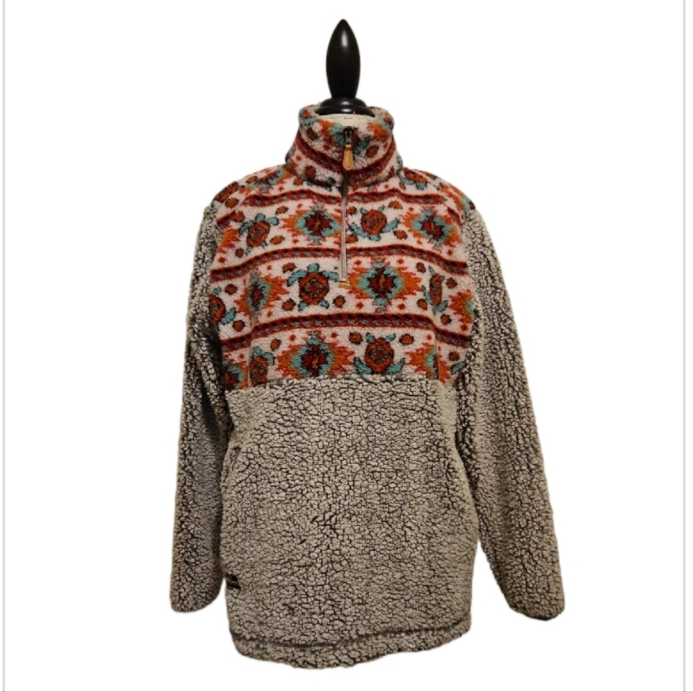 Simply Southern Teddy Bear Fleece Quarter Zip Pullover Size M